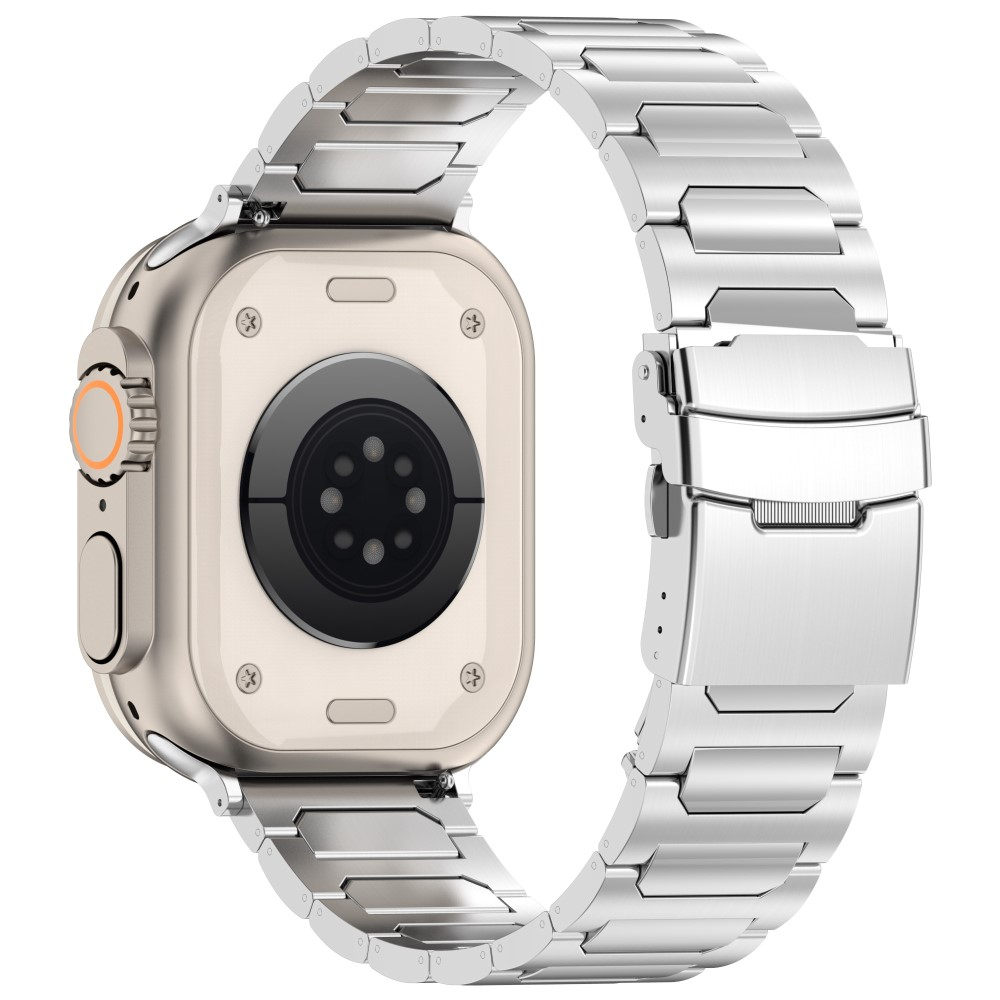 Apple Watch (49/46/45/44 mm) Ersatz Titan Armband mit Klickverschluss (Gelenkumfang: 170-230mm) - Silber