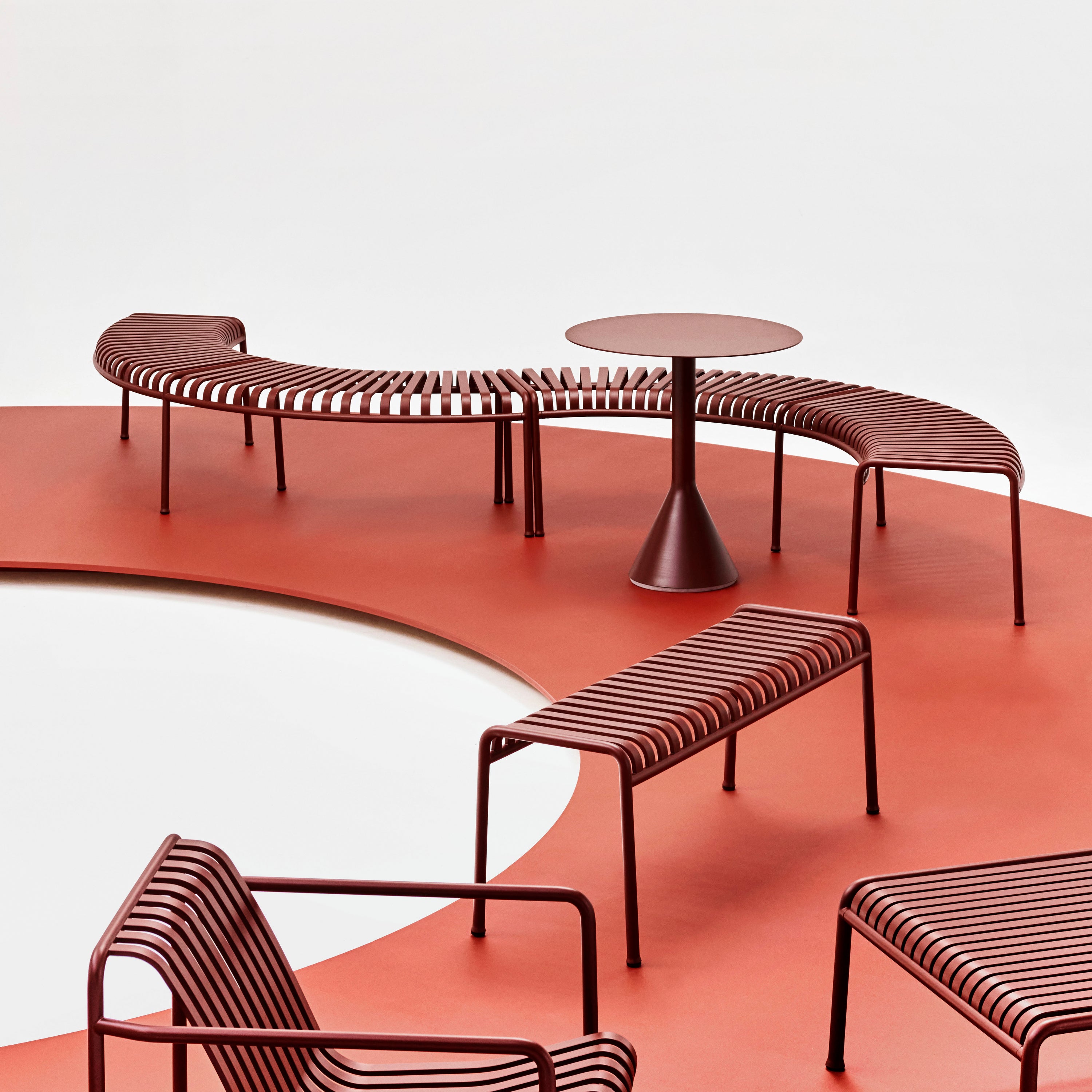 HAY Palissade Park Tuinbank - Set van 2 - Iron Red