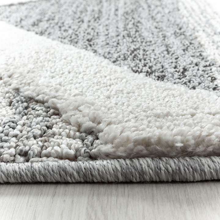 Scandinavisch vloerkleed - Pitea Lines Grijs/Creme