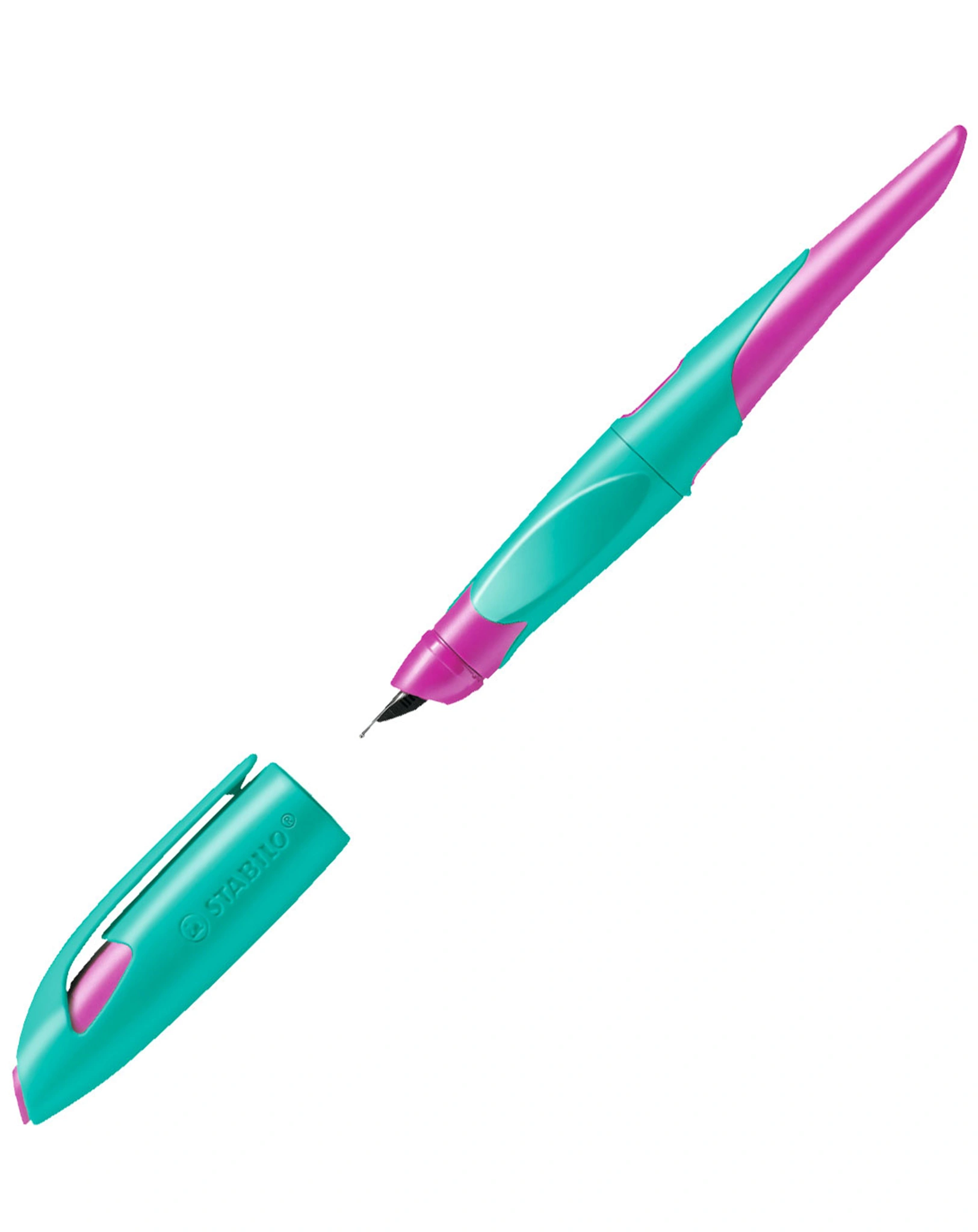 Schulfüller STABILO® EASYbirdy Feder A für Rechtshänder in türkis/neonpink
