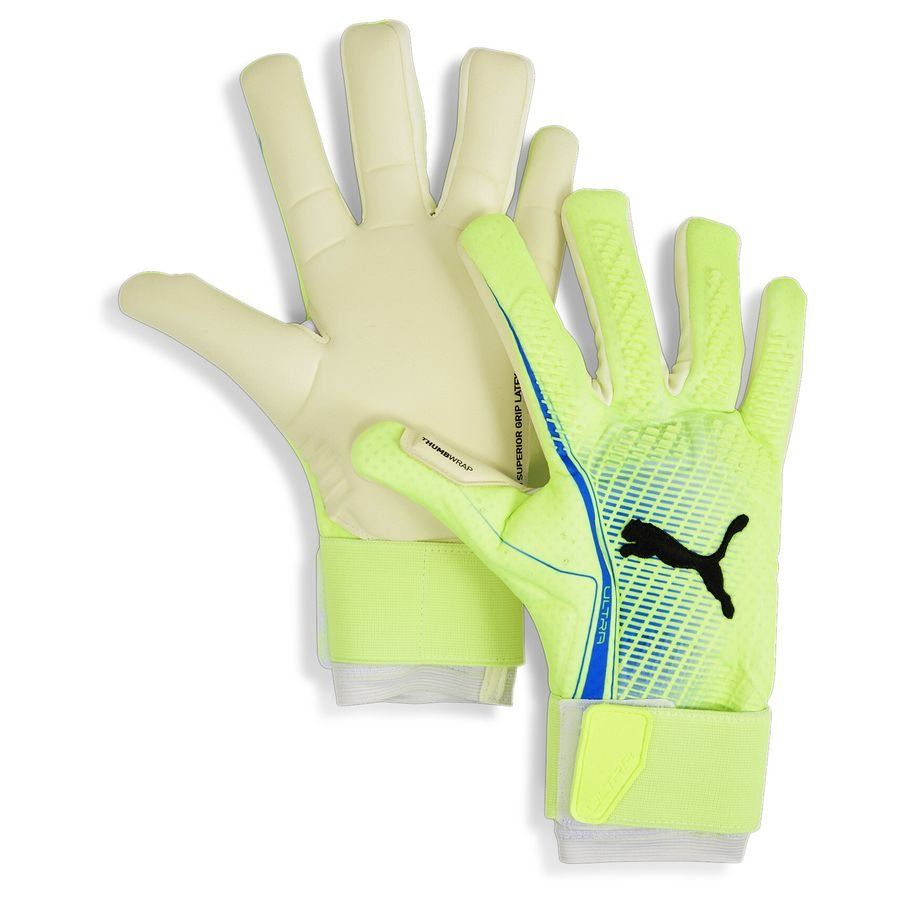 PUMA Gants de Gardien Ultra Ultimate Hybrid Lights Out - Fizzy Apple/Bleu