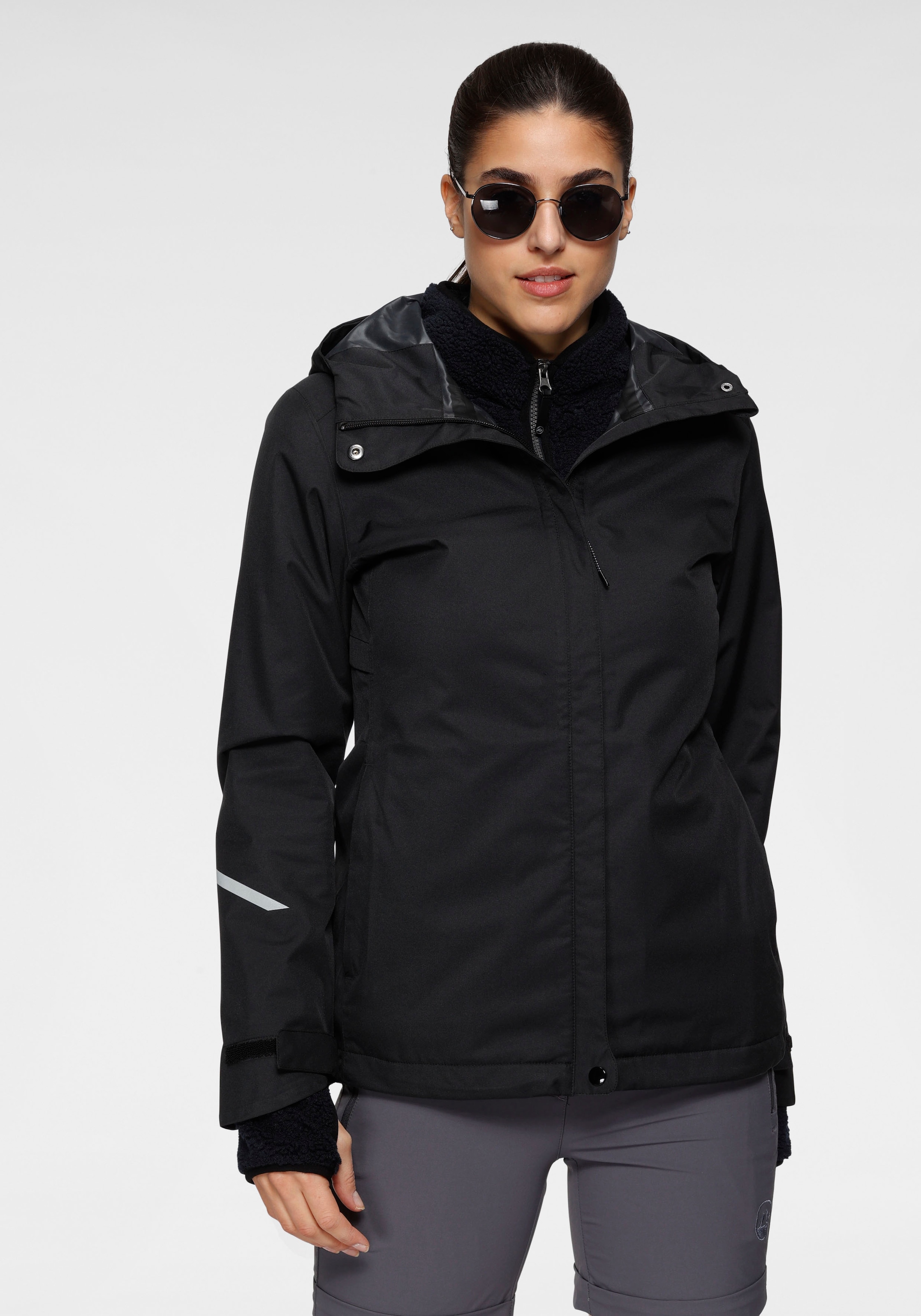 Polarino Regenjacke mit Kapuze für Übergang und Regenwetter,  mit regulierbarem Elastikband