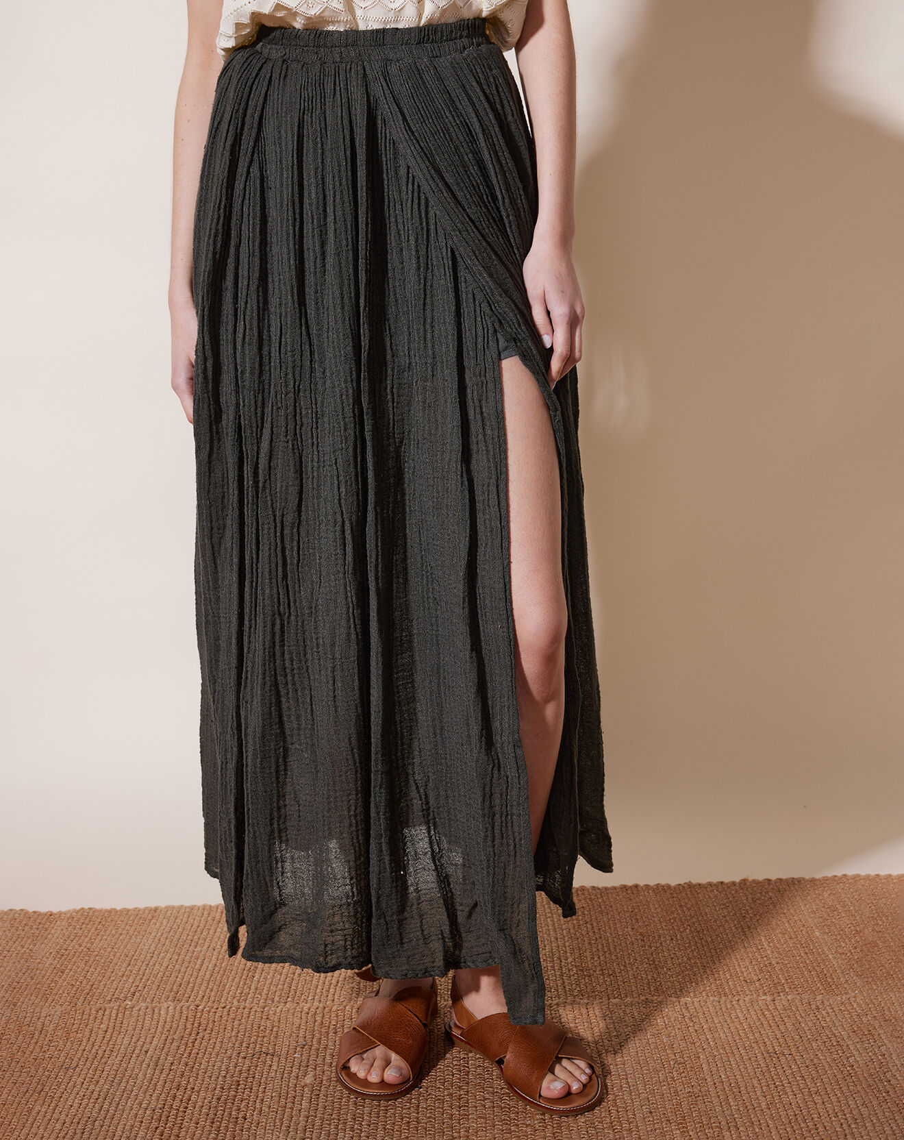 Louizon Jupe en Lin & Coton Yosaley carbonne