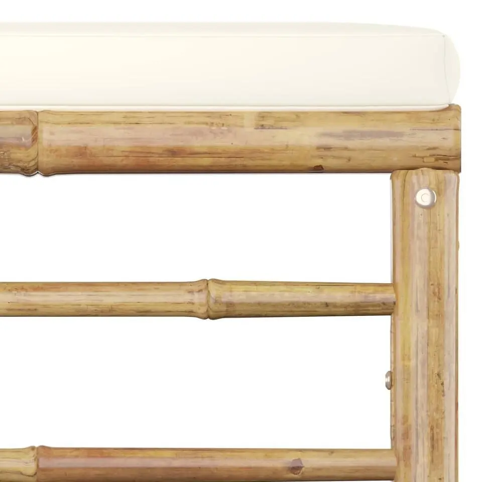 vidaXL - Loungeset - Wit - Bamboe - 3 stuks - Met kussens
