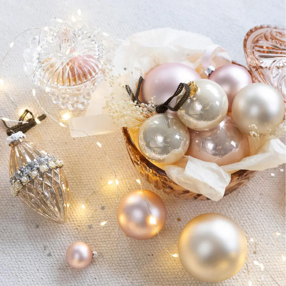 Decoris Kleine kerstballen - 18x - champagne - D4 cm - glas