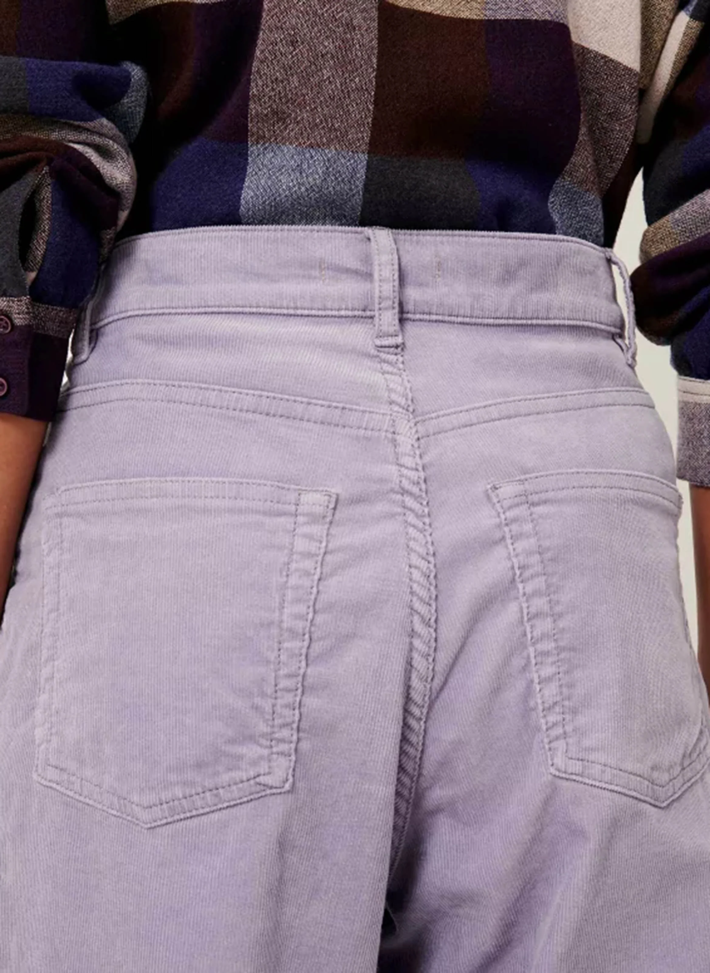 VELVET CRUISE - Pantalon droit taille haute en coton bio mélangé | Violet