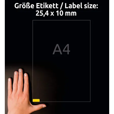 Avery Zweckform L6037-20 Farbige Etiketten,A4 25,4 x 10 mm, 20 Bogen/3.780 Etiketten, gelb
