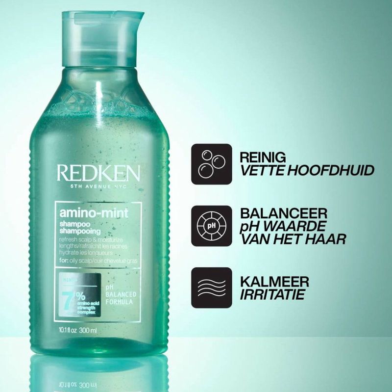Redken - Amino Mint - Shampoo - 300ml - Voor Vet Haar en Gevoelige Hoofdhuid