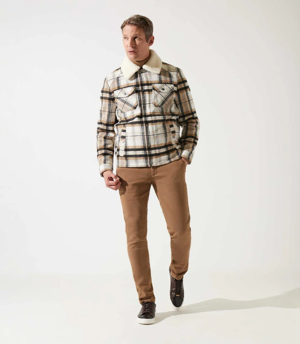 Blouson en laine col sherpa camel/noir MUNICH