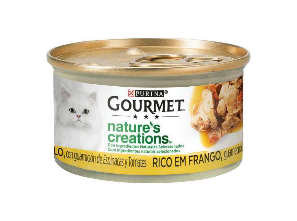 COMIDA HÚMIDA PARA GATO GOURMET NATURES CREATIONS COM FRANGO 85G