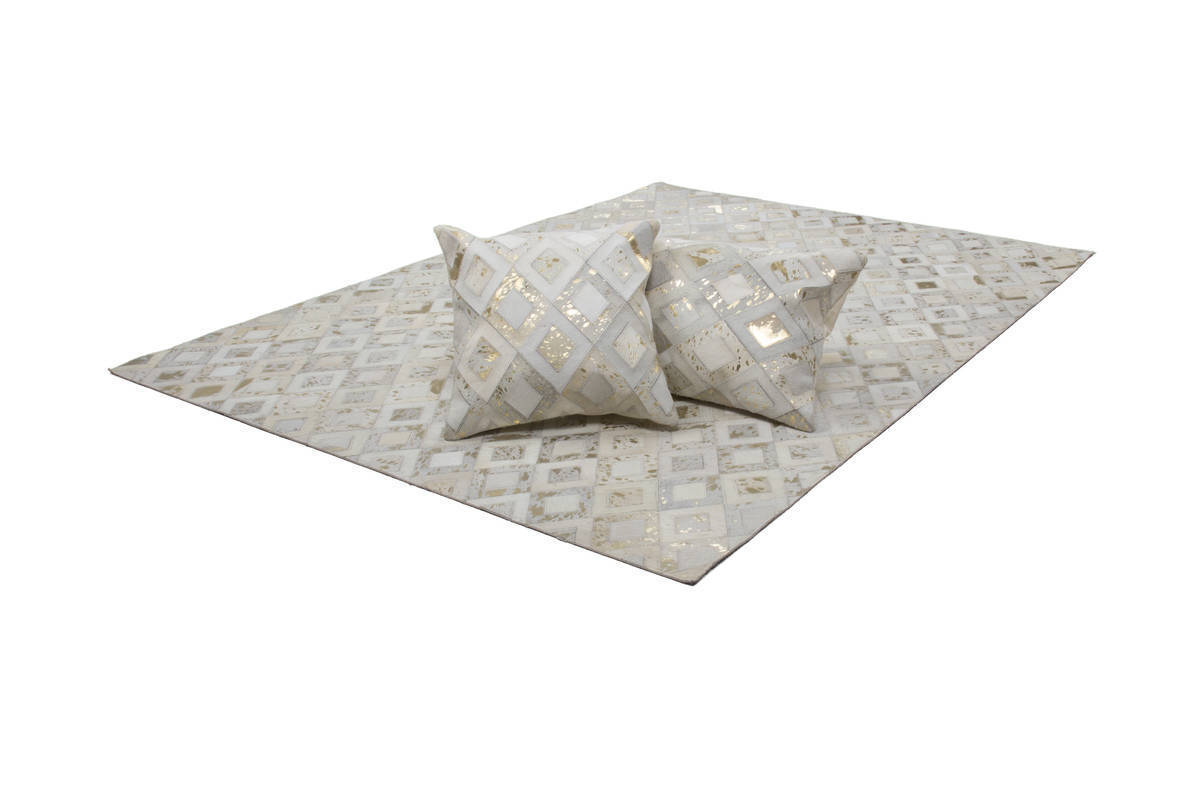 Lederteppich - elfenbein-gold - 160x230 cm