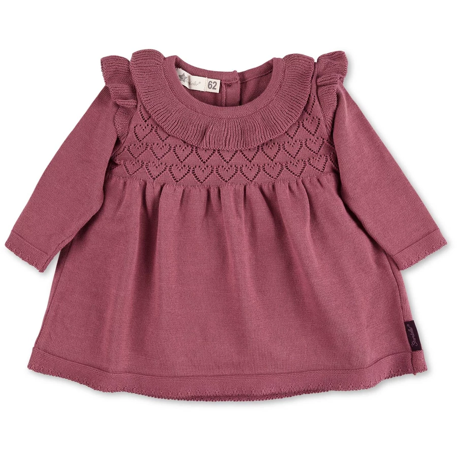 Sterntaler GOTS Strick-Kleid Lochmuster Herz rosa