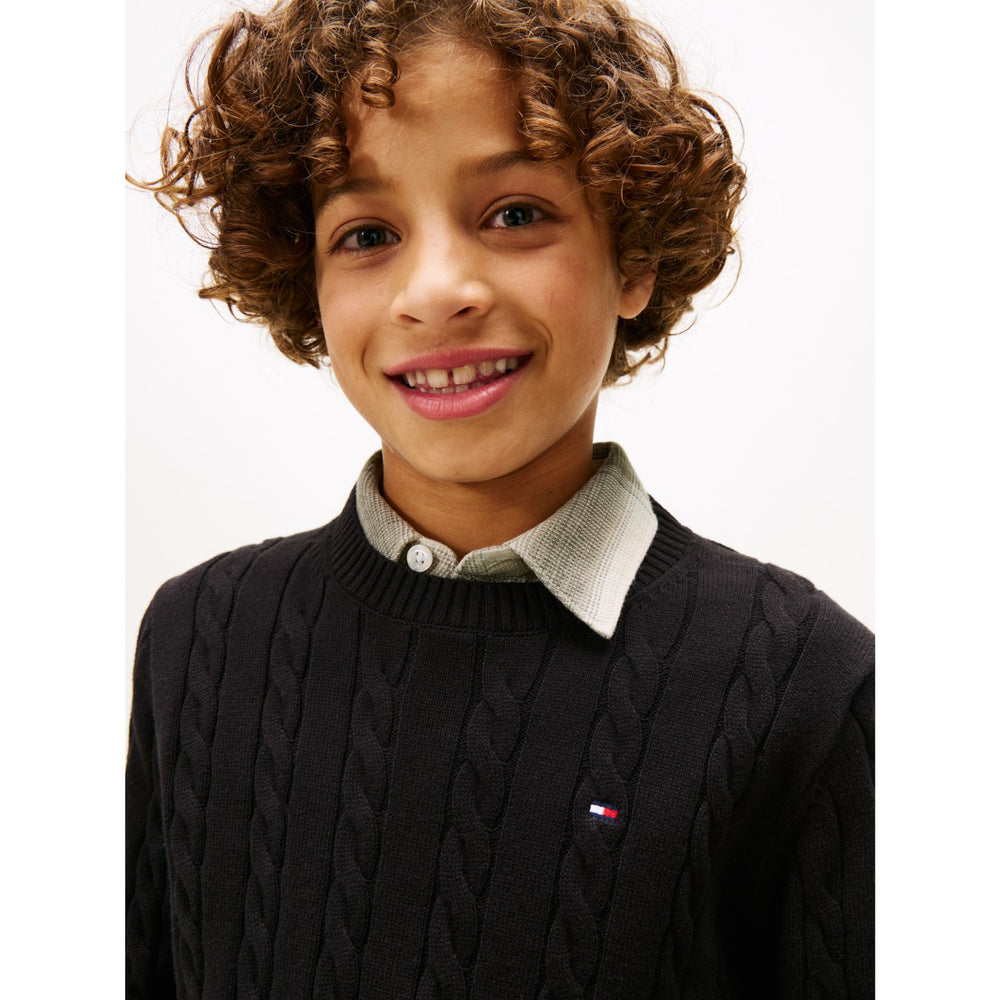 Køb Tommy Hilfiger Black Bomuld Cable Sweater