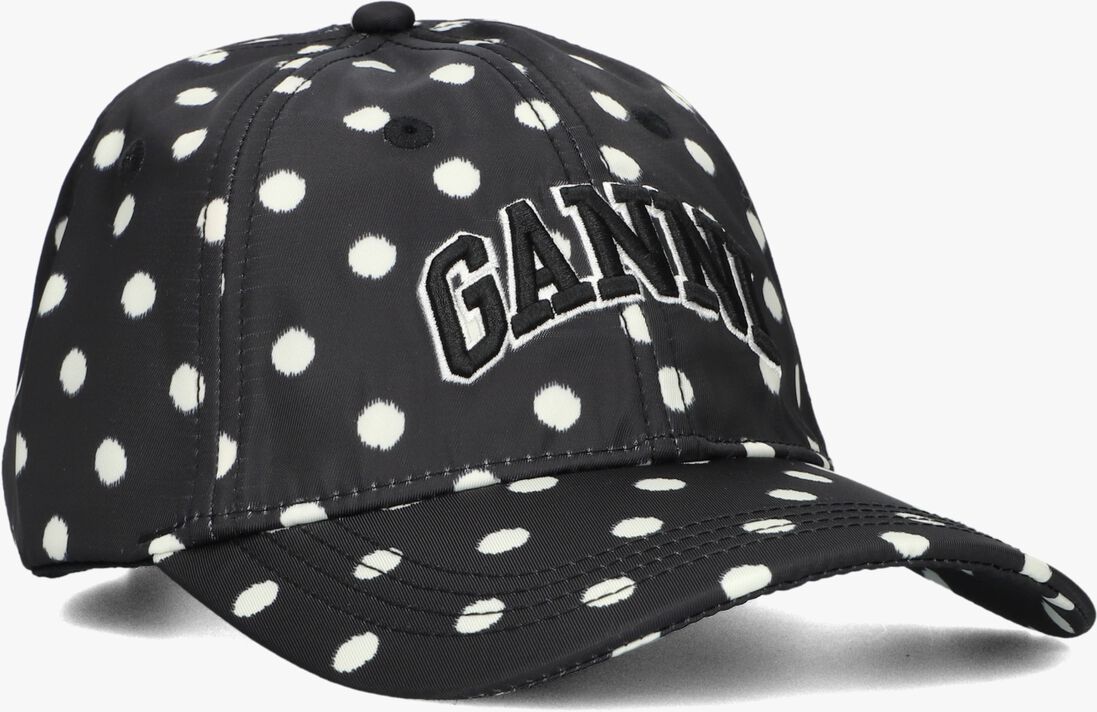 zwarte ganni pet printed nylon cap