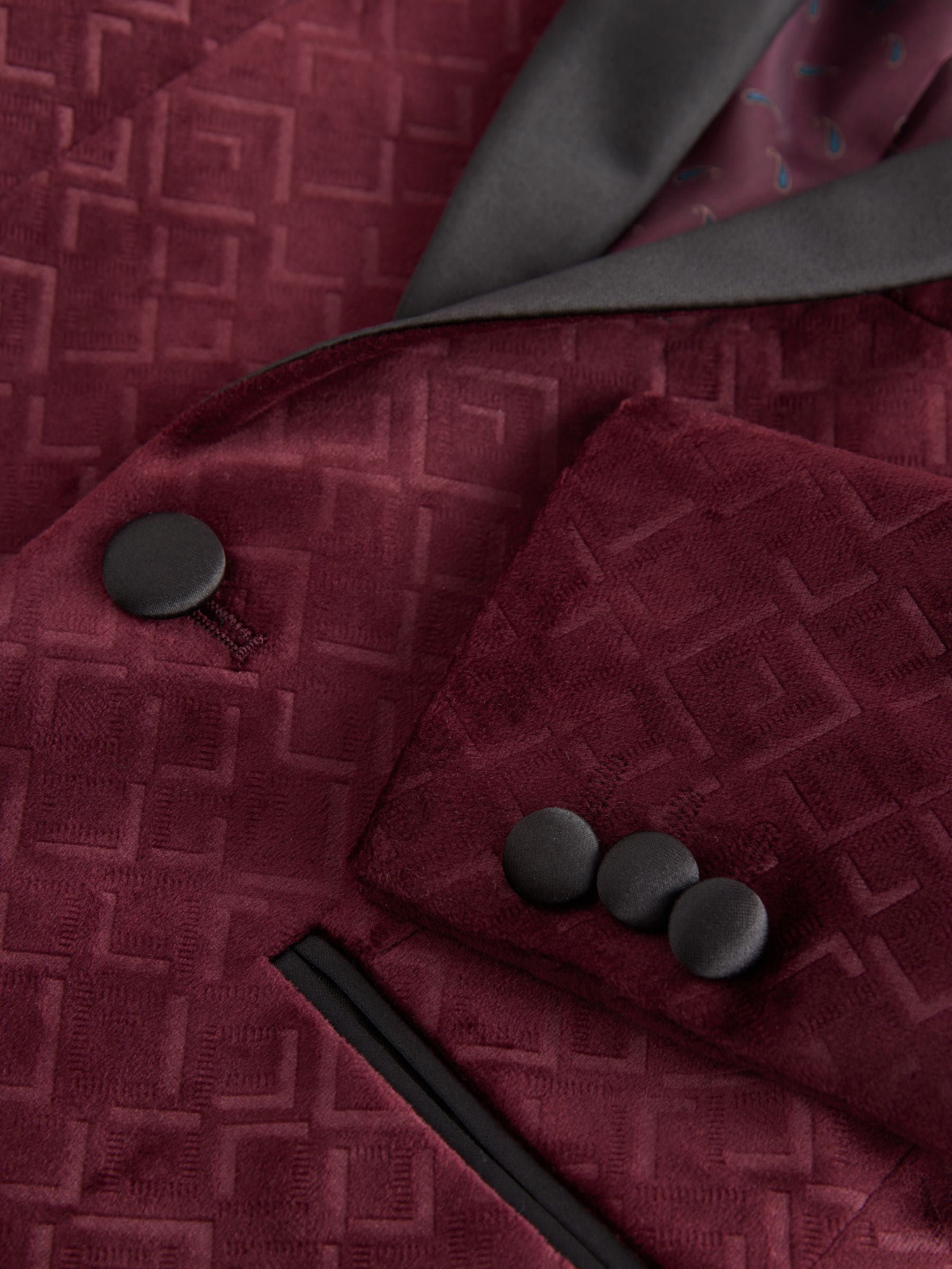 Bordeauxrood - Textured Velvet Blazer (3-16yrs)