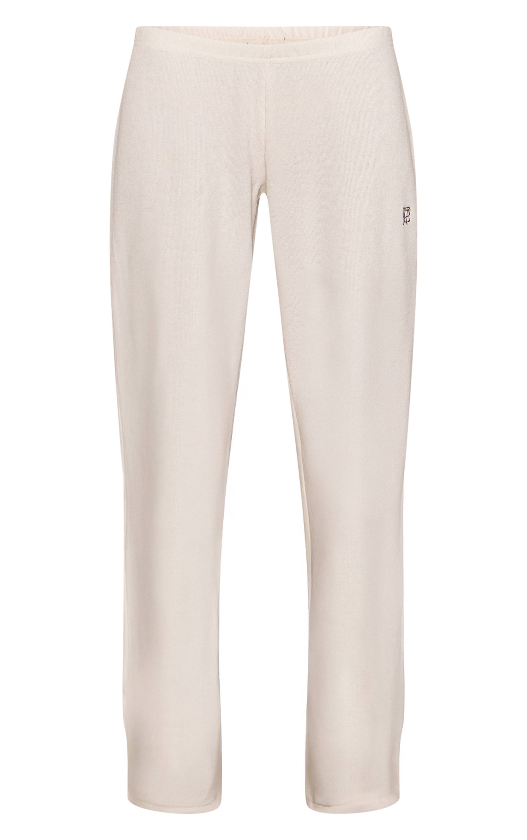 Crème Pantalon Côtelé À Taille Fine