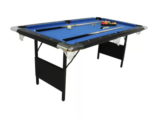 Billard pliable, Table de Billard avec Accessoires, 193 x 109 x 81 cm - Noir et Tapis Bleu
