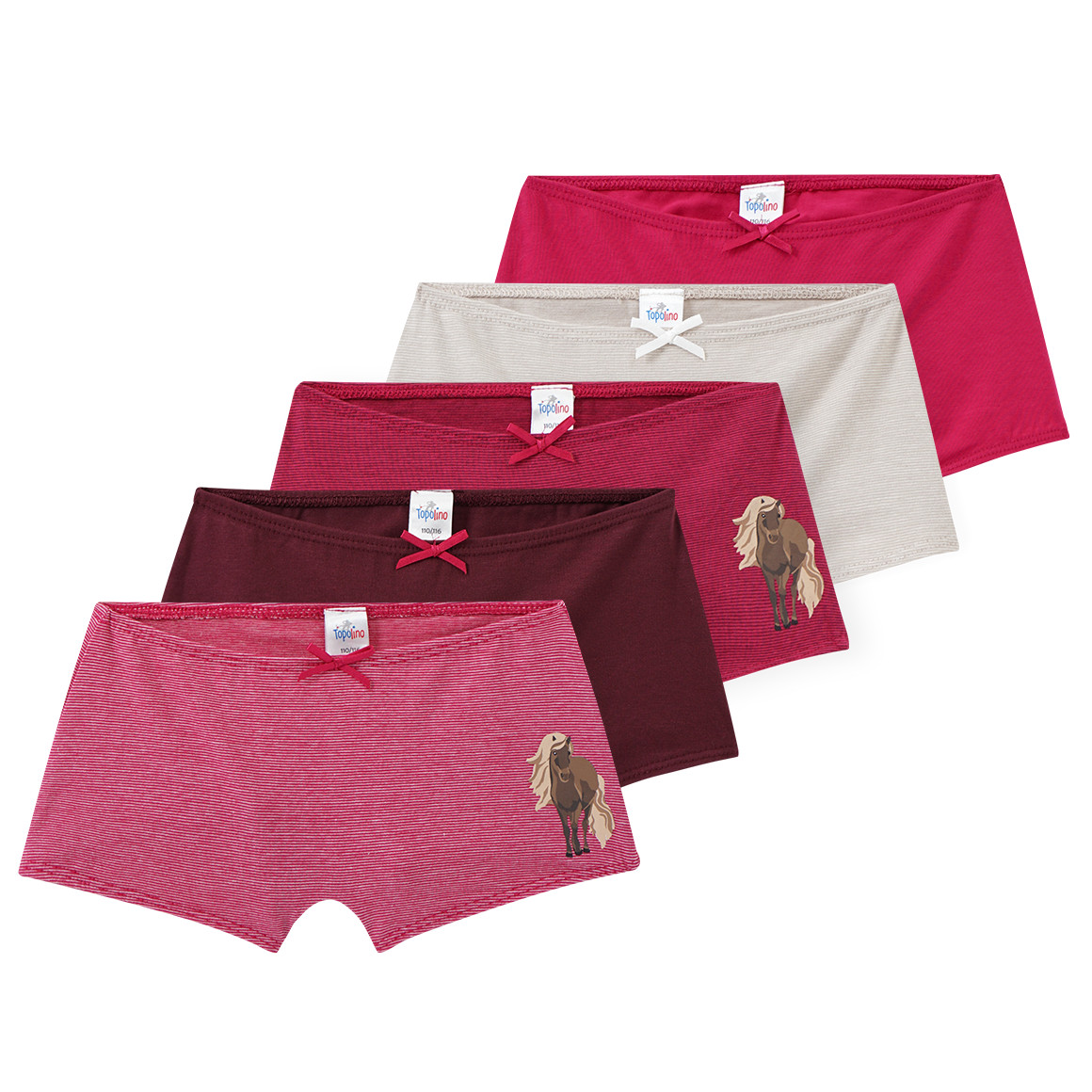Topolino 5 Mädchen Pantys im Set himbeer / bordeauxrot / beige