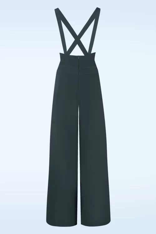Vixen Wide leg suspender pantalon in donkergrijs