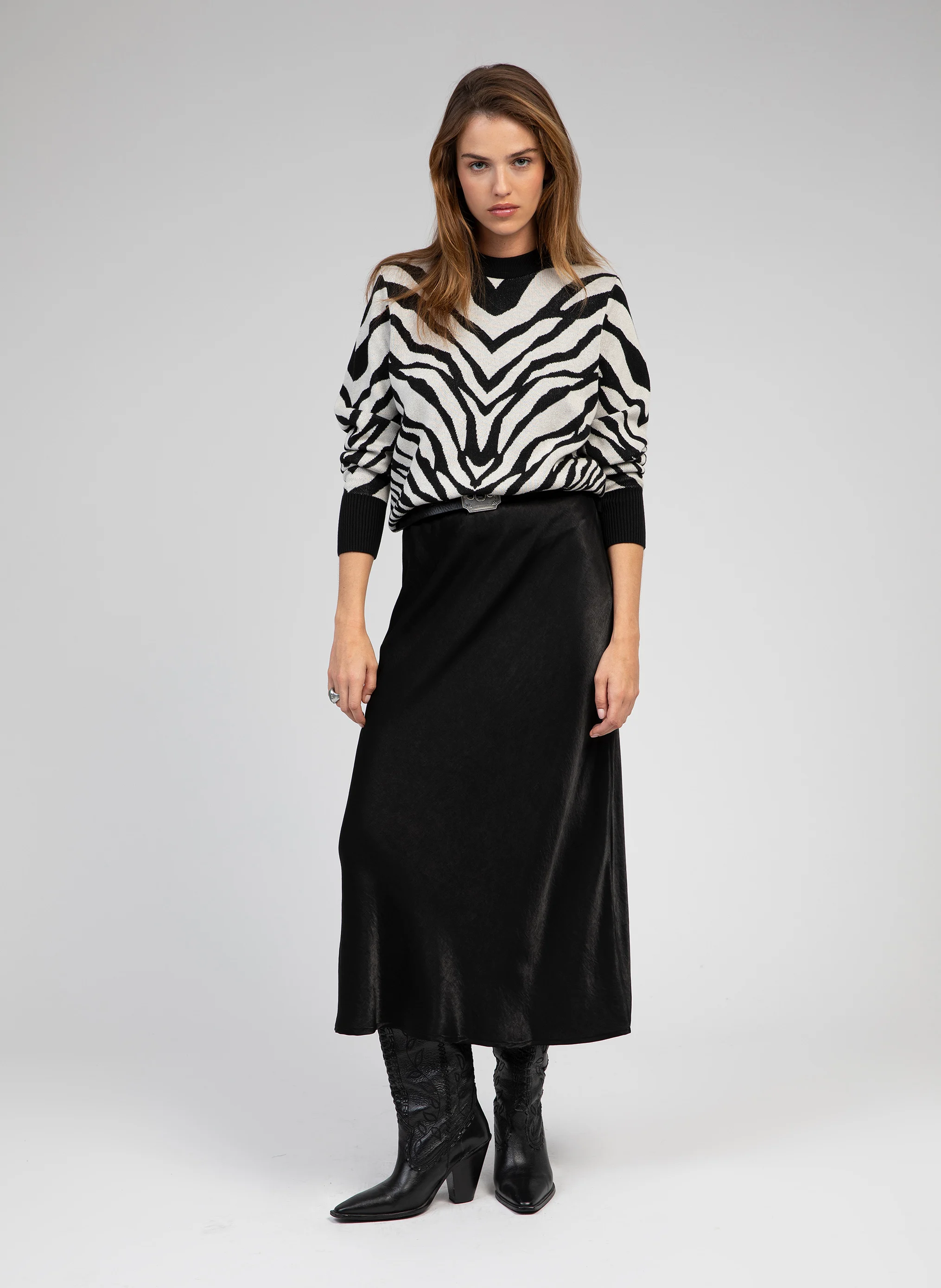 LEZEBRA - Pull col rond en coton mélangé | Noir