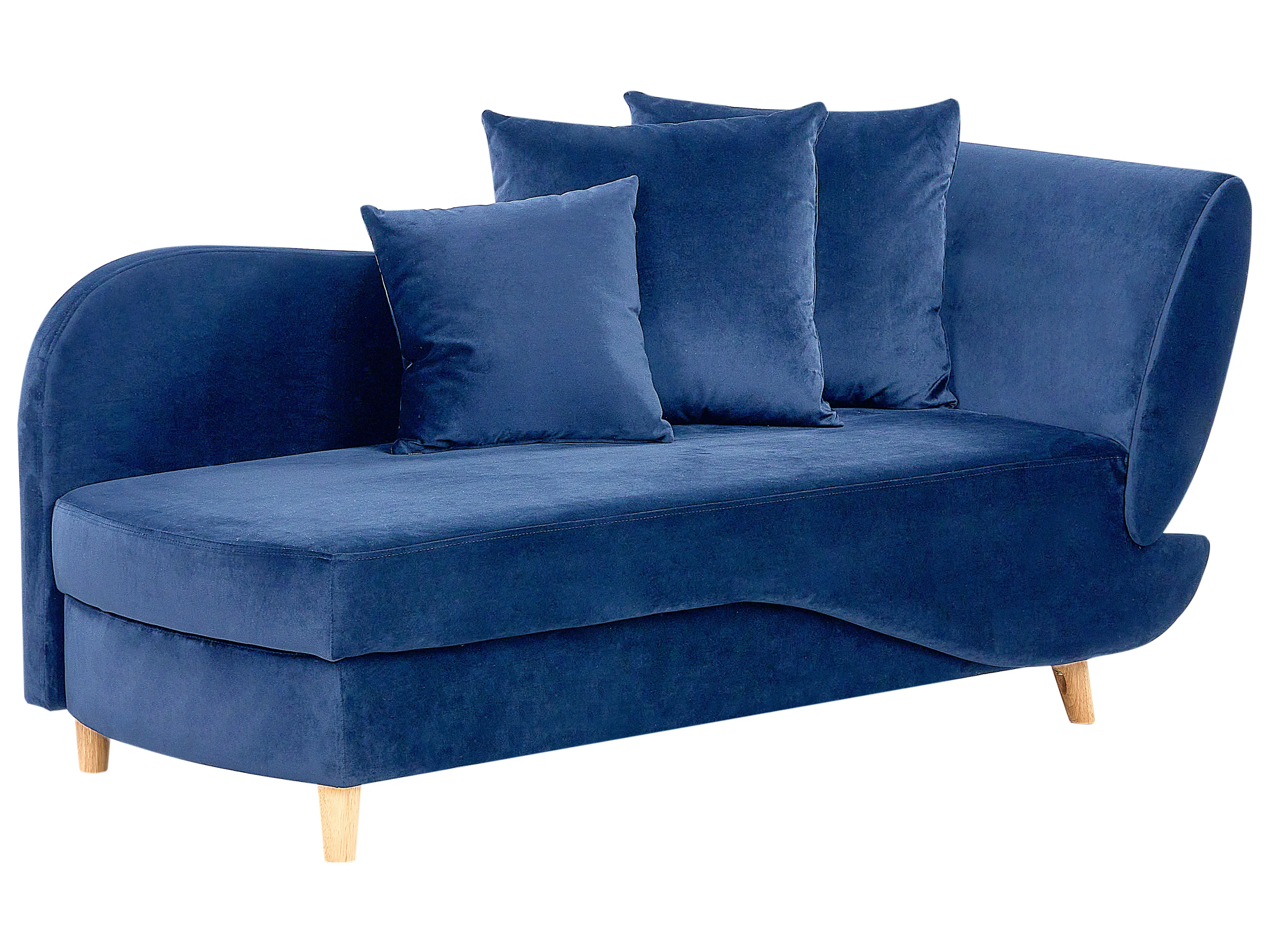 Rechtszijdige chaise longue MERI Fluweel Marineblauw met opbergruimte