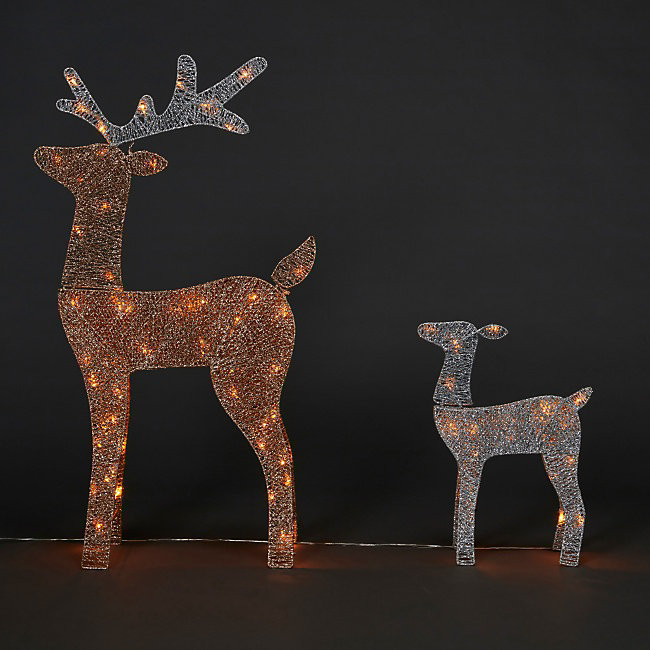 Renne lumineux blanc / chaud pour intérieur/extérieur, lot de 2