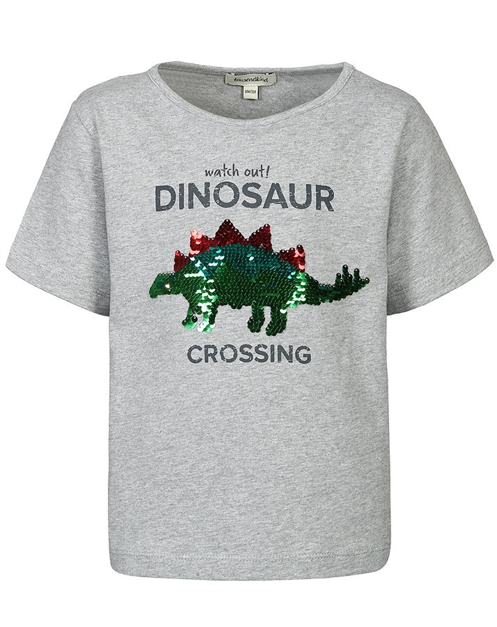 T-Shirt DINOSAUR CROSSING mit Wendepailletten in grau melange