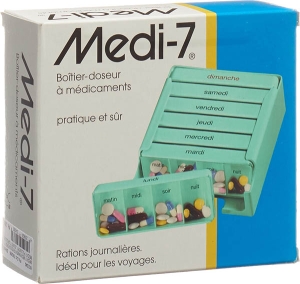 Sahag Medi-7 Medidosierer 7 Tage 4 Fächer türkis Französisch