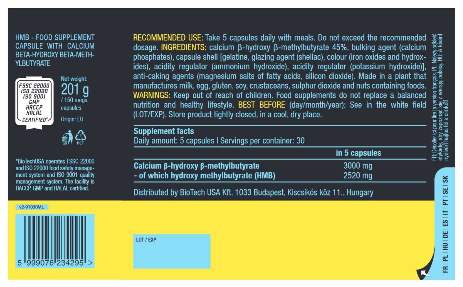 Biotech USA HMB 2520 mg 150 cápsulas