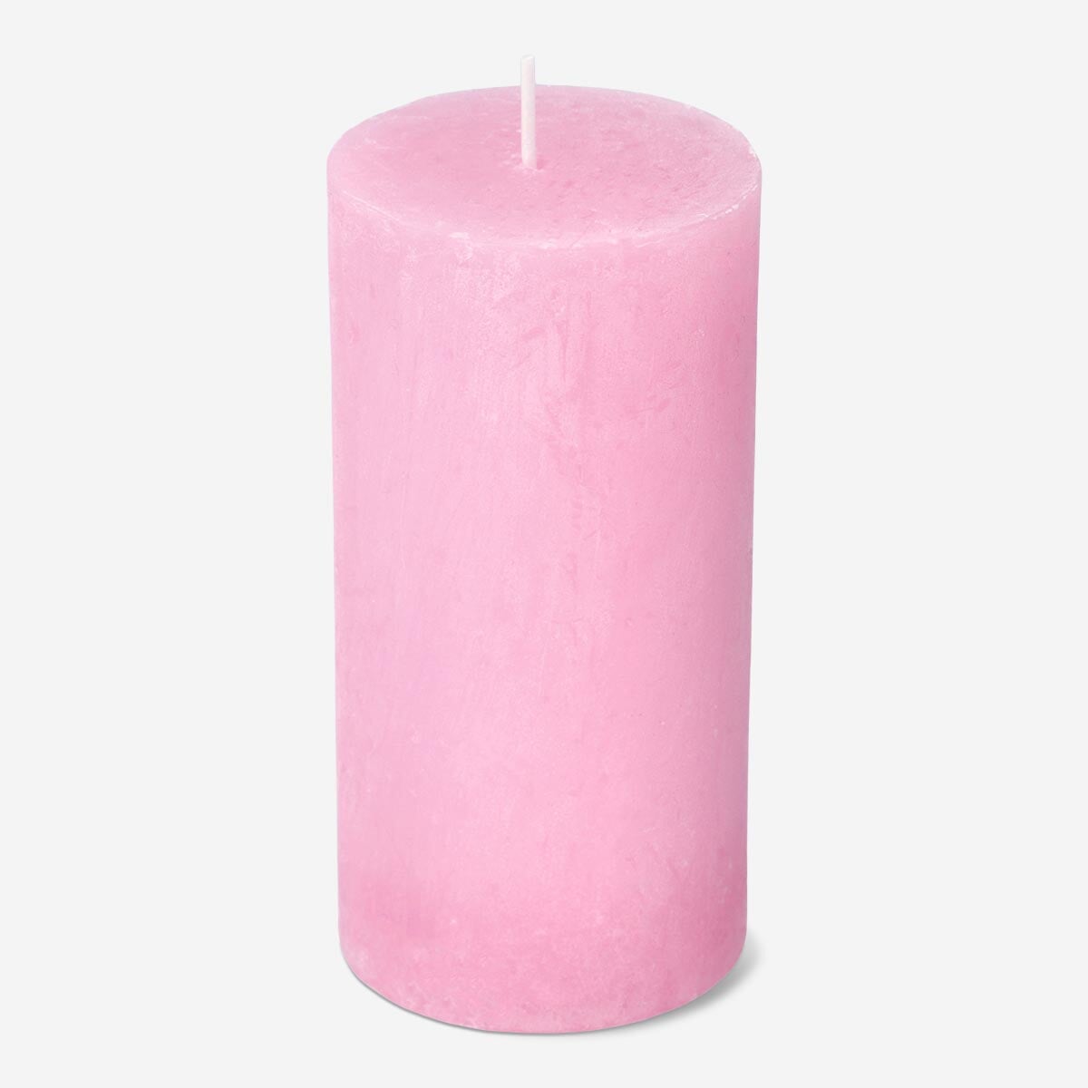 Lyserødt rustikt bloklys - 12 cm