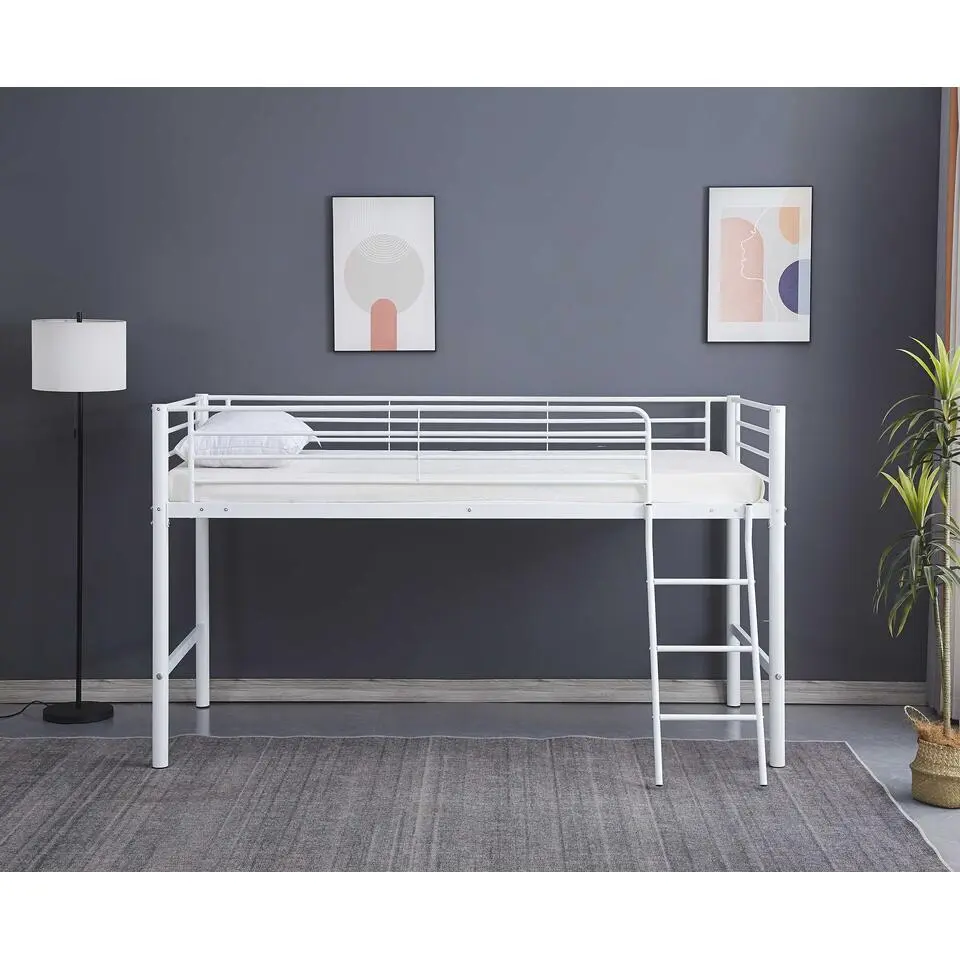 Halfhoogslaper Julie 90x200cm - metaal - mat wit