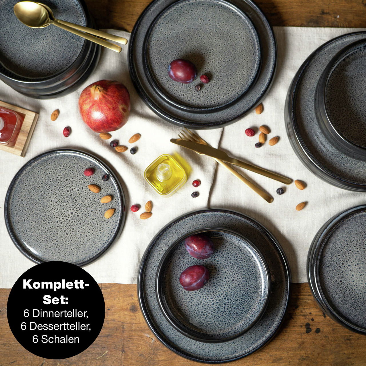 Moritz & Moritz Tafelservice Grau 18-tlg. Reaktiv