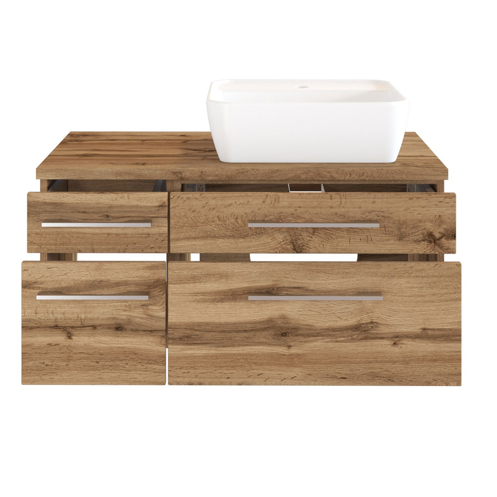 3-teiliges Badmöbel-SetDAVOS - Wotaneiche- 90 cm breit - Becken rechts
