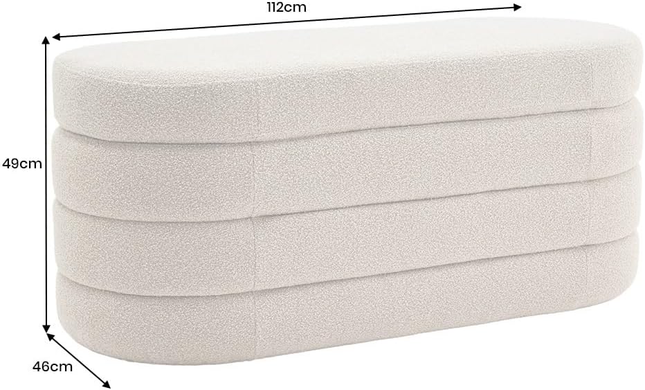 Riess Ambiente Extravagante Polsterbank Vogue - 115cm - Taupe - Bouclé - Sitzbank mit Stauraum
