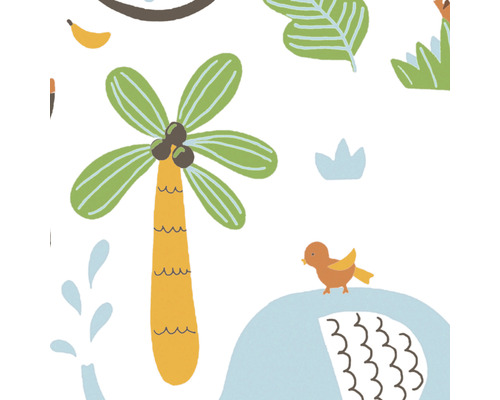 Vliesbehang 38115-2 Little Love Jungle Animals wit blauw geel