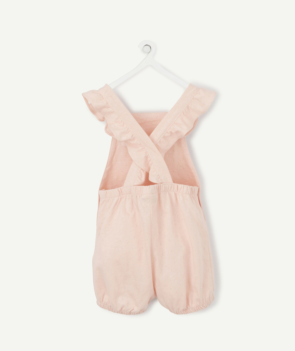 LA SALOPETTE SHORT ROSE EN MAILLE AJOURÉE AVEC VOLANTS