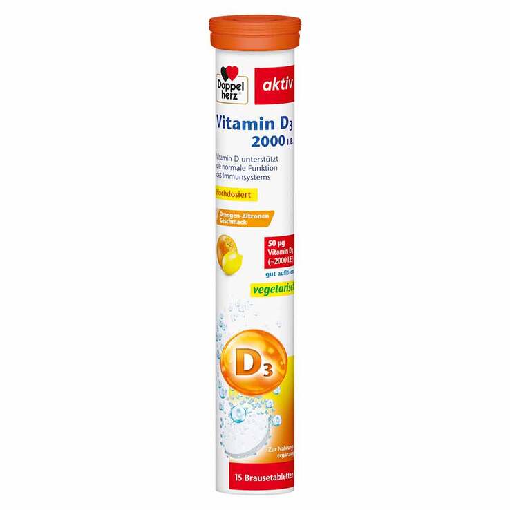 Doppelherz Vitamin D3 2000 I.E. Brausetabletten, 15 St