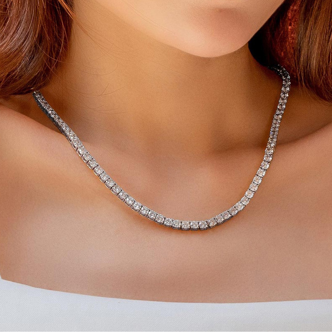 4mm Tenniscollier Weiss vergoldet mit Zirkonia