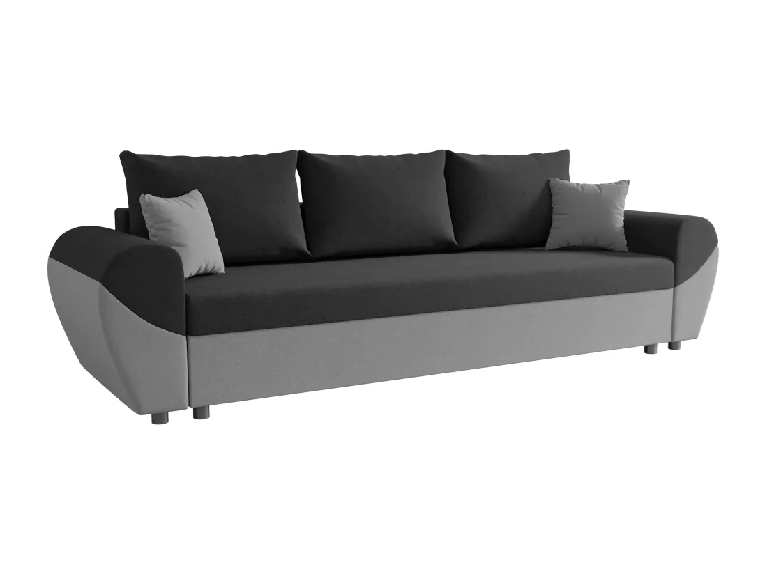 Canapé 3 places convertible en tissu noir et gris LIERNO