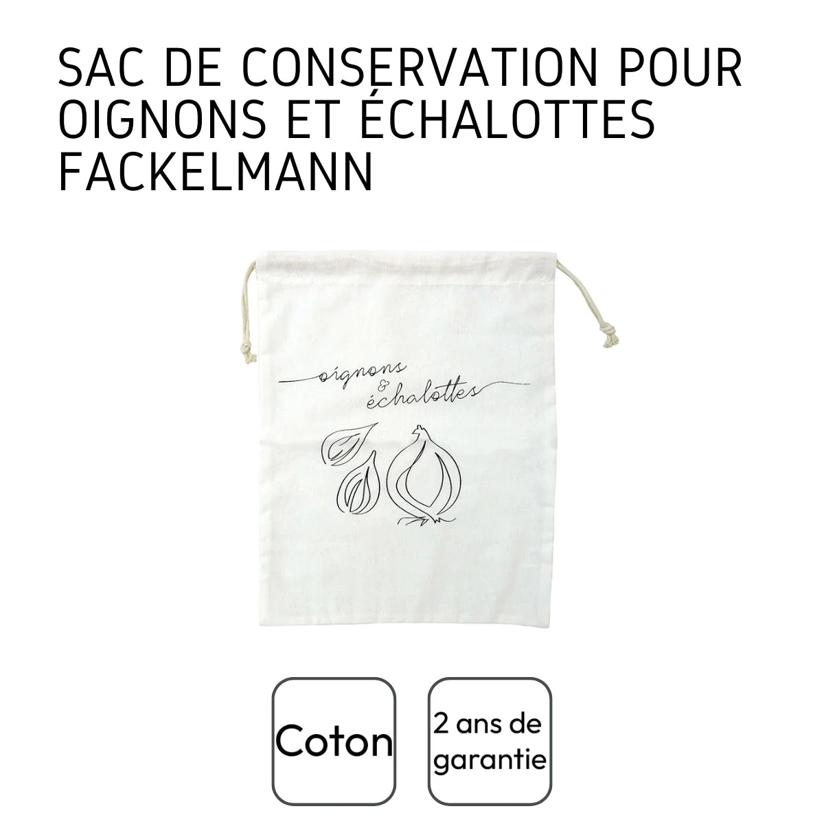 Sac de conservation pour oignons et échalottes en coton Eco Friendly F