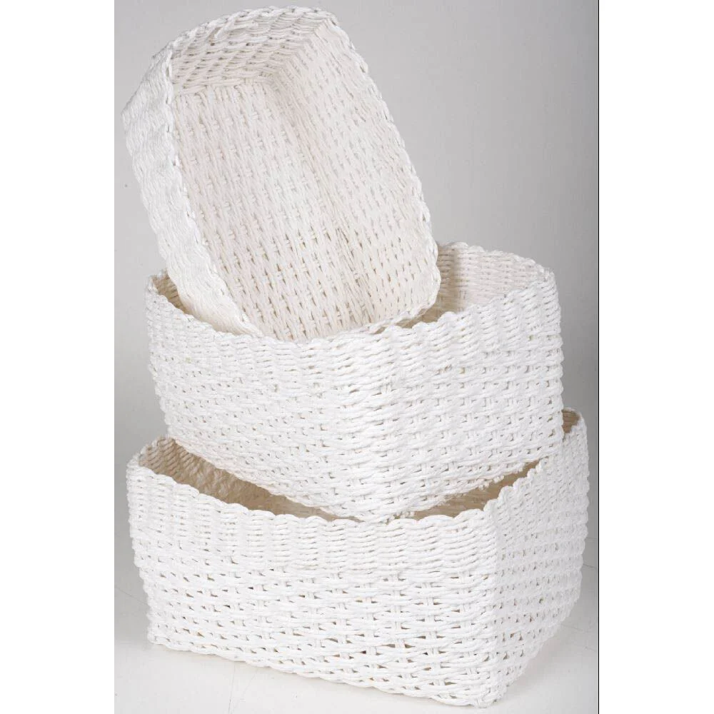 Panière blanche tressée x3