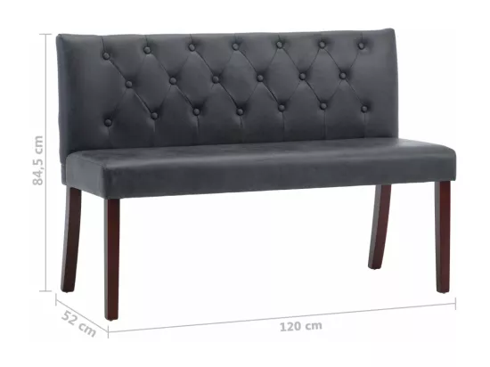 Banc 120 cm Gris Similicuir daim