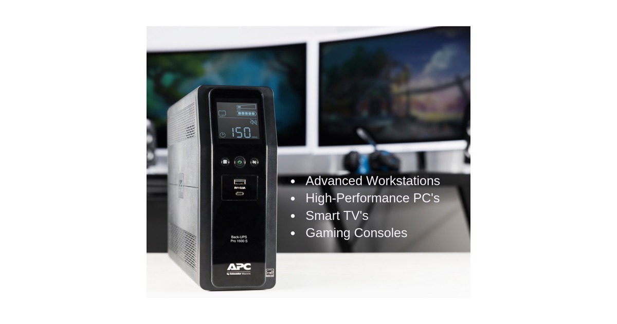 APCBack-UPS PRO BR1600SI - Noodstroomvoeding ups  (Zwart, 8x C13 uitgang, 2x USB charger (type A & C), 1600VA, USB dataport)