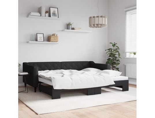 VIDAXL - Lit de jour avec lit gigogne noir 90x200 cm tissu