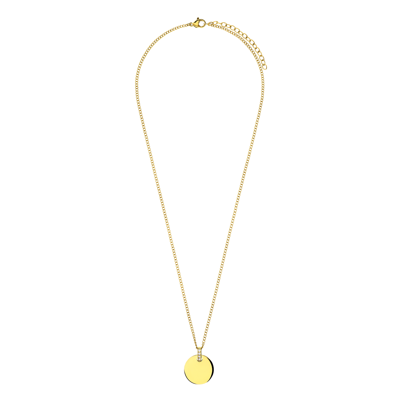 Gerecycled stalen goldplated ketting met bewerkte munt hanger
