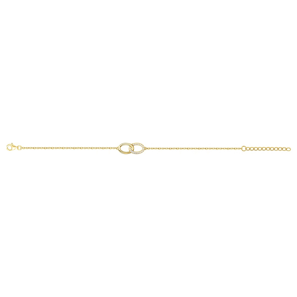 Bracelet souple mono-motif en Plaqué Or avec oxyde de zirconium blanc