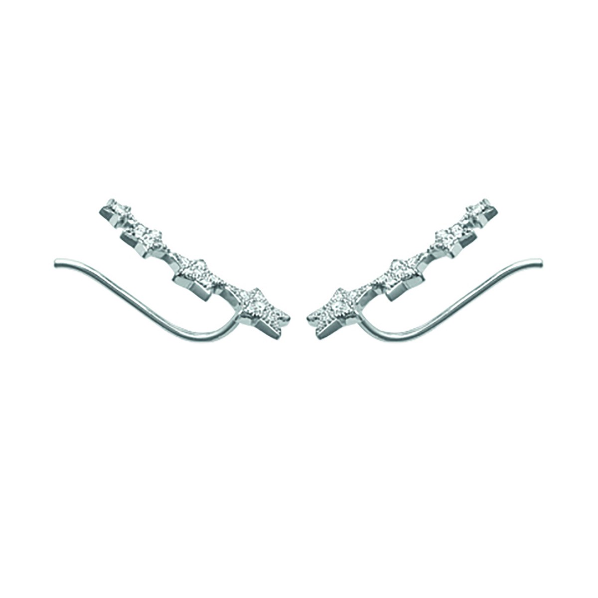 Boucles d'oreilles Brillaxis etoiles oxyde zirconiumargent rhodié