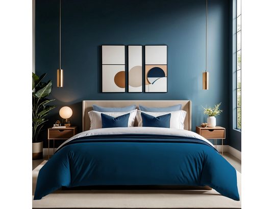 CONCEPT1 - Housse de couette Tonne 220x240cm 155 fils/cm bleu petrole