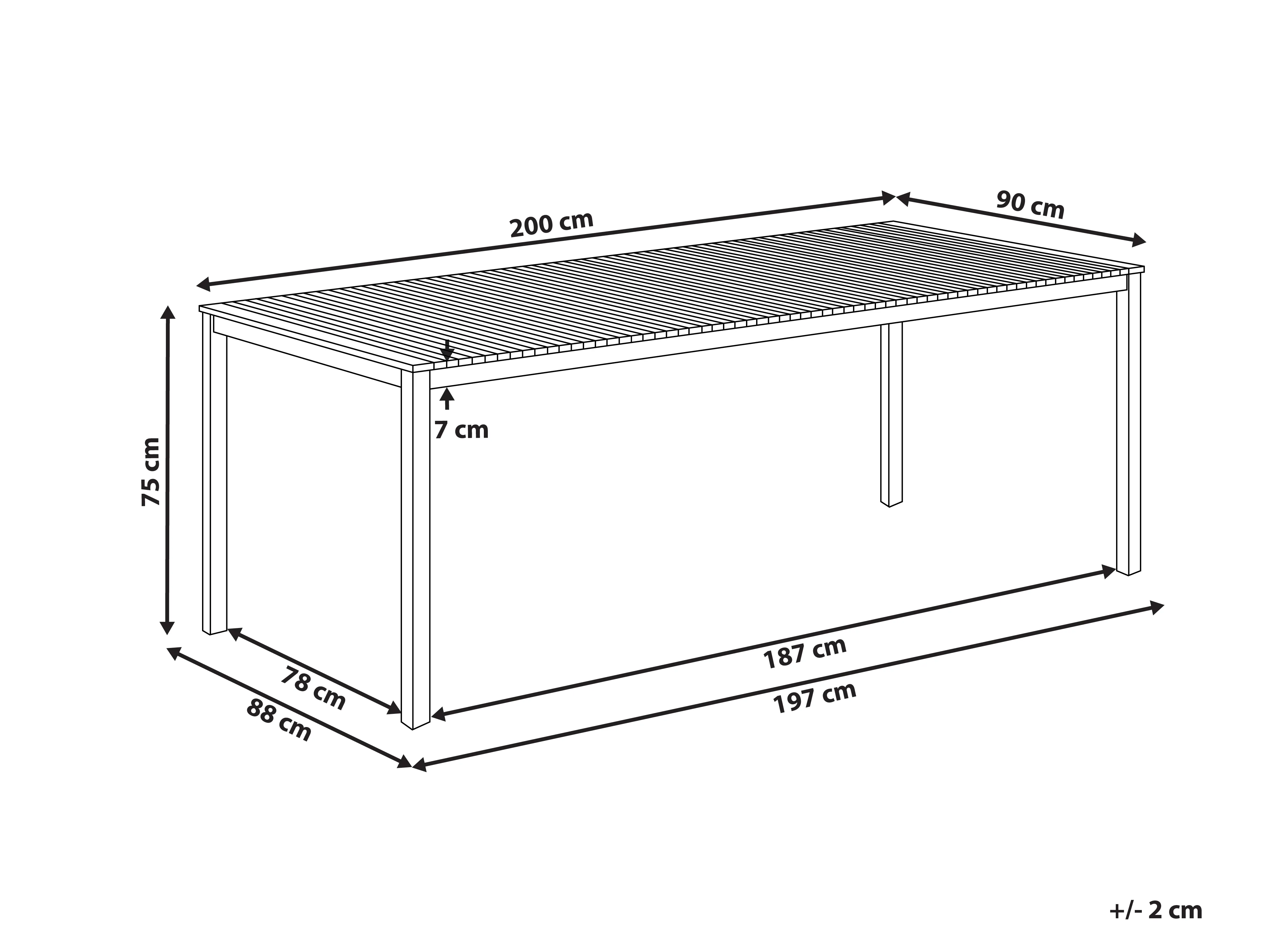 Tuin eettafel VIAREGGIO 200 cm 90 cm Gecertificeerd teakhout Bruin