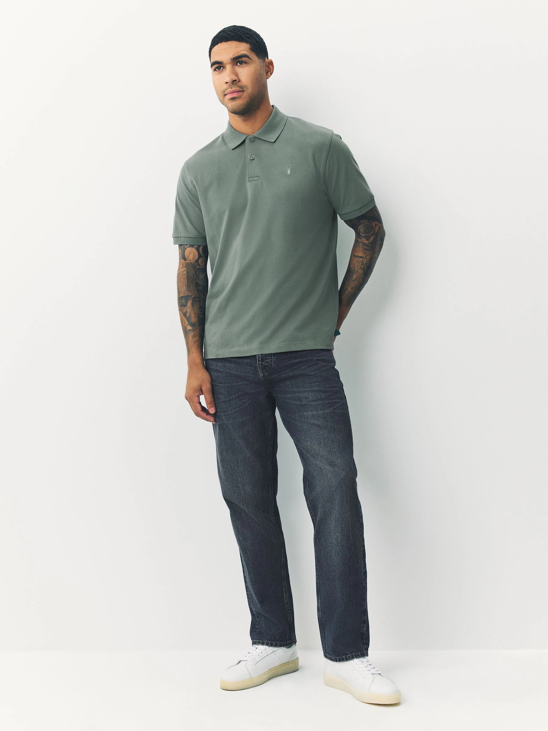 Saliegroen - Normale Pasvorm - Long-Sleeve Pique Polo Shirt